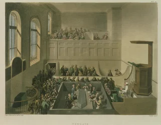 Newgate-Kapelle, graviert von Joseph Constantine Stadler, veröffentlicht von R. Ackermann, 1809